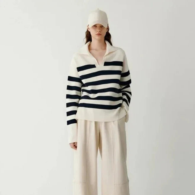 Paloma Striped Polo Knit Jumper Sweater