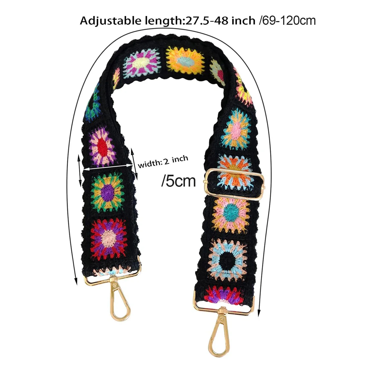 Bohemian Crochet Flower Bag Straps