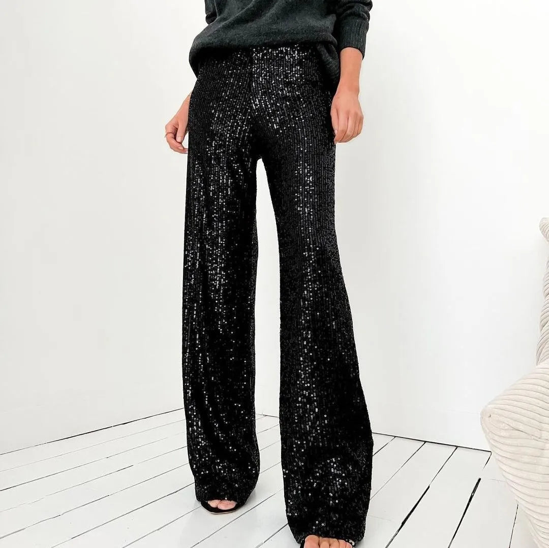 Shona Metallic Sequin Wide Leg Pants