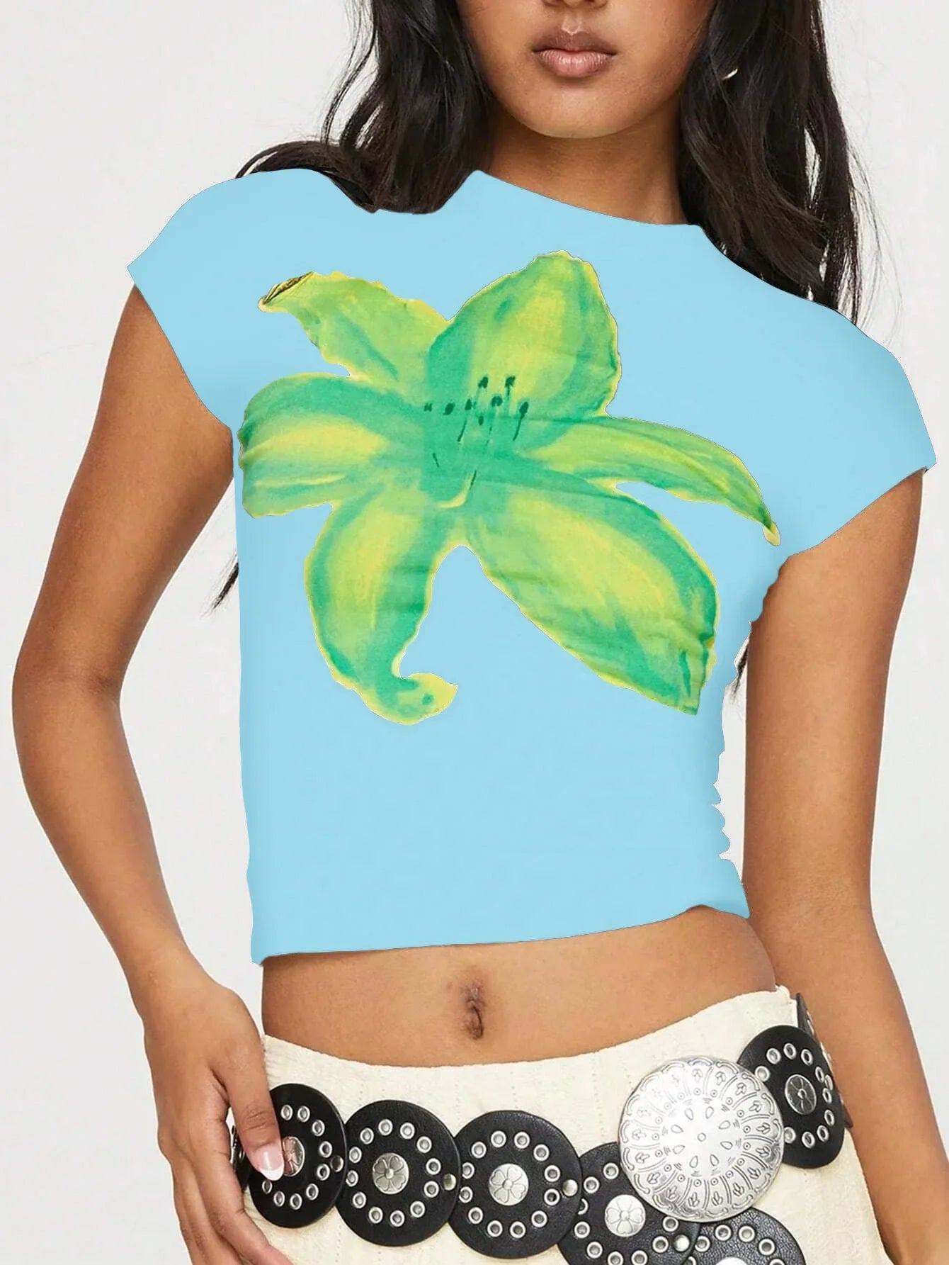 Floral Print Slim Fit Crop Top