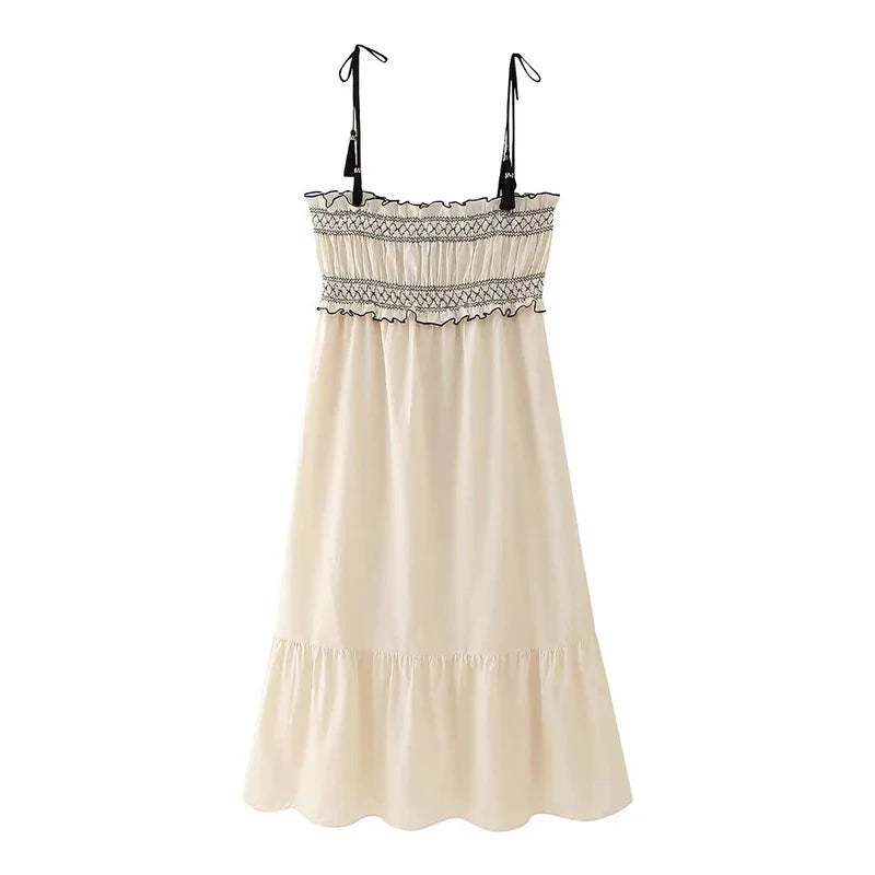 Mara Spaghetti Strap Folk Dress