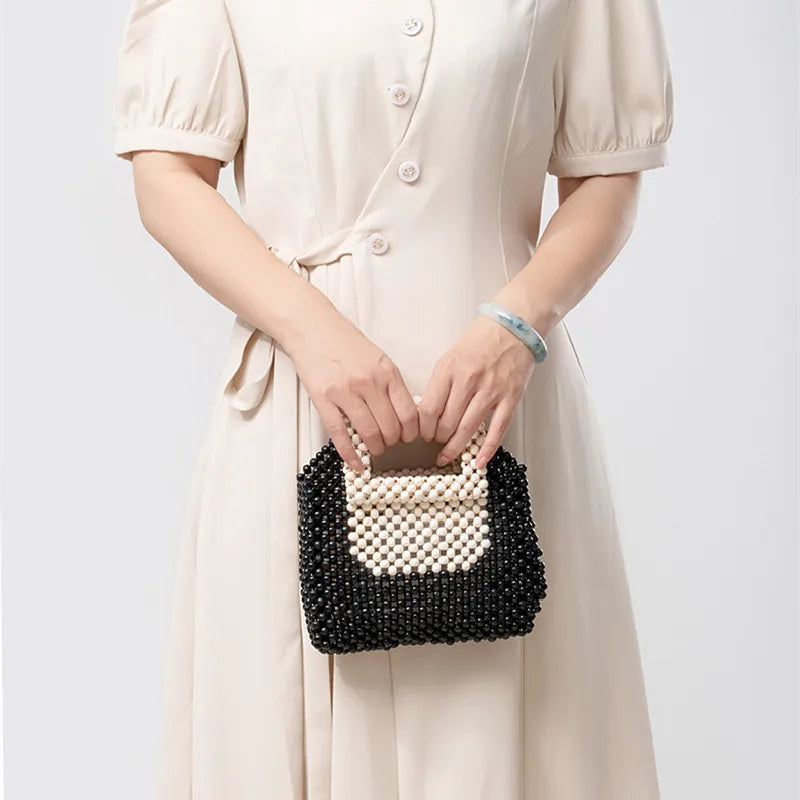 Vintage Wooden Beading Look Mini Clutch Bags