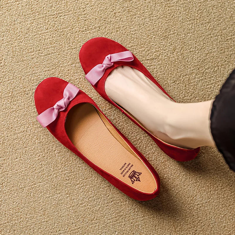 Mariana Ribbon Suede Ballet Flats