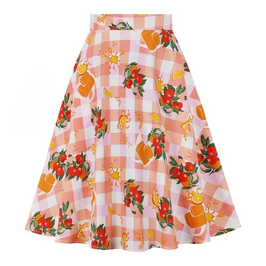 Marietta Retro Prints Flare Midi Skirts