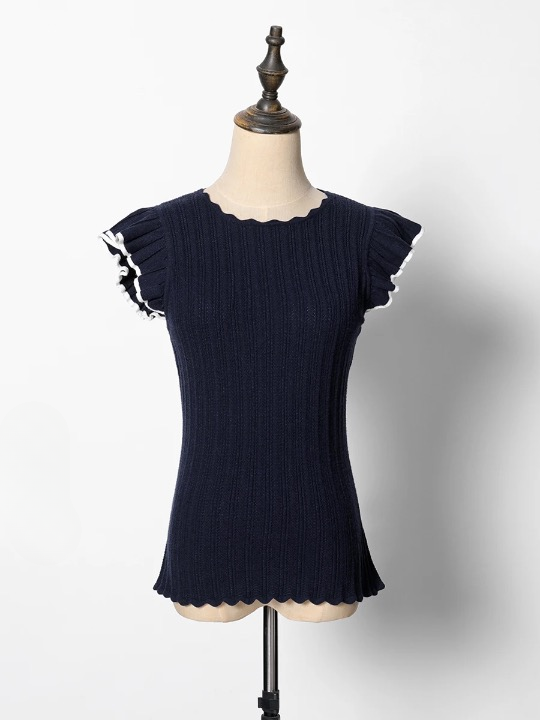 Clea Butterfly Ruffle Sleeve Knit Top