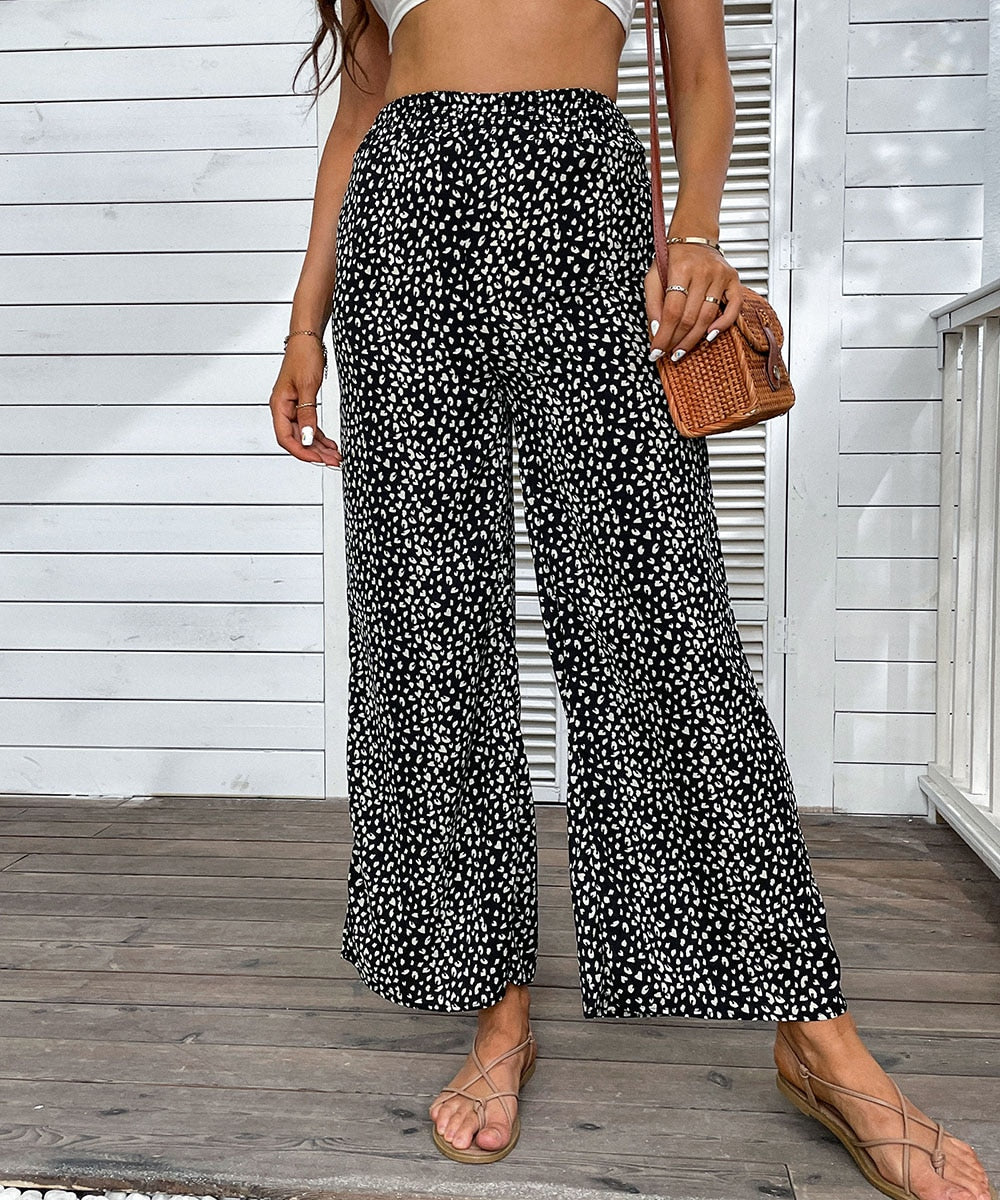 Leopard Print Wide Leg Pants