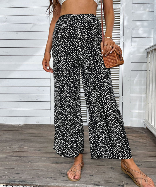 Leopard Print Wide Leg Pants