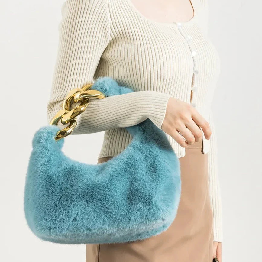 Telma Faux Fur Half Moon Mini Bag