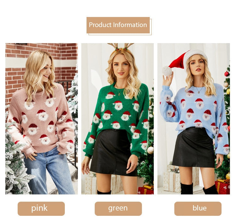 Christmas Knitted Santa Claus Cute Warm Furry Sweater