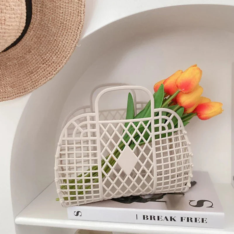 Candy Colors PVC Assembly Mesh Basket Bag