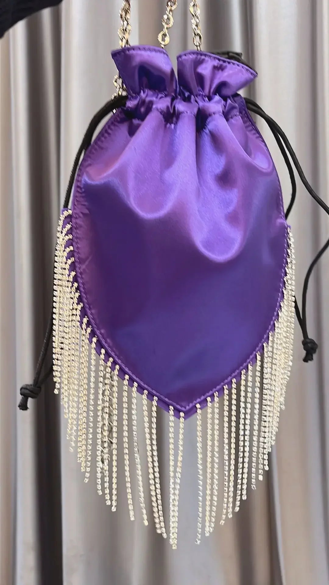 Slaine Rhinestone Tassel Silk Pouch Evening Bags