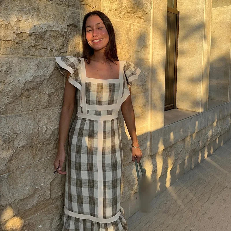 Ramona Ruffle Sleeve Square Neck Maxi Dress