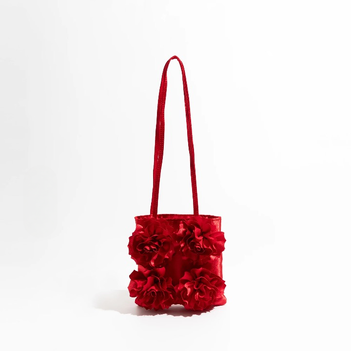 Solana Charmeuse Satin Rosette Mini Bag