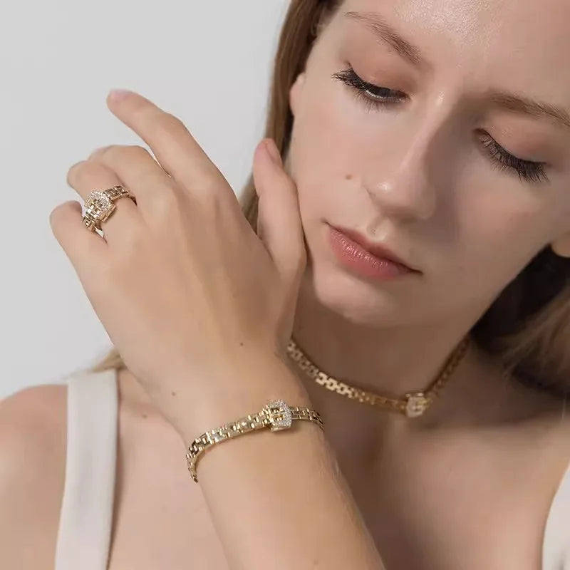 Tamar Belted Chain Ring and Bracelet