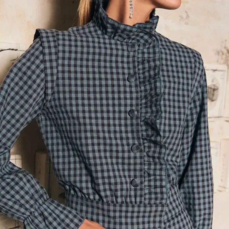 Tanya Gingham Plaid Ruffle Jumpsuit