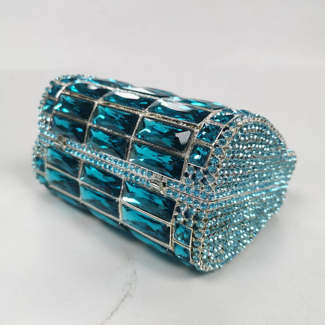 Victoria Crystals Clutch Bag - Sky Blue