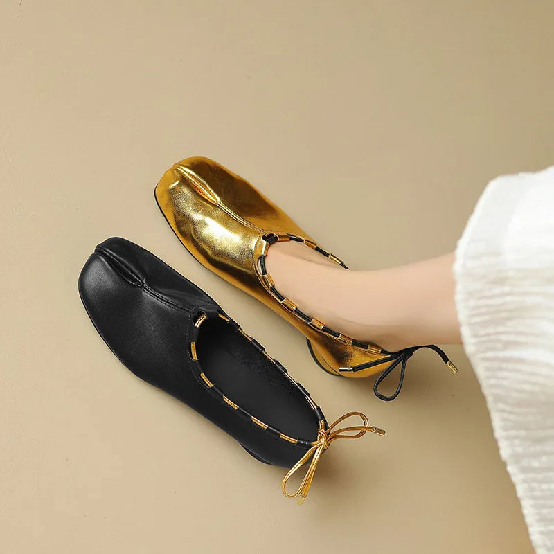 Eara Split Toe Rope Tie Moccasin Flats