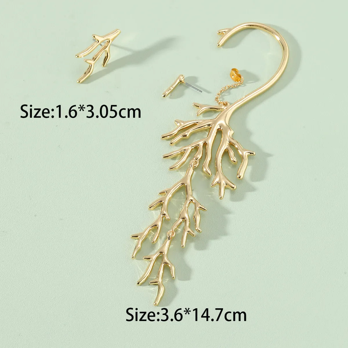 Bianca Metal Coral Ear Hook Stud Earring