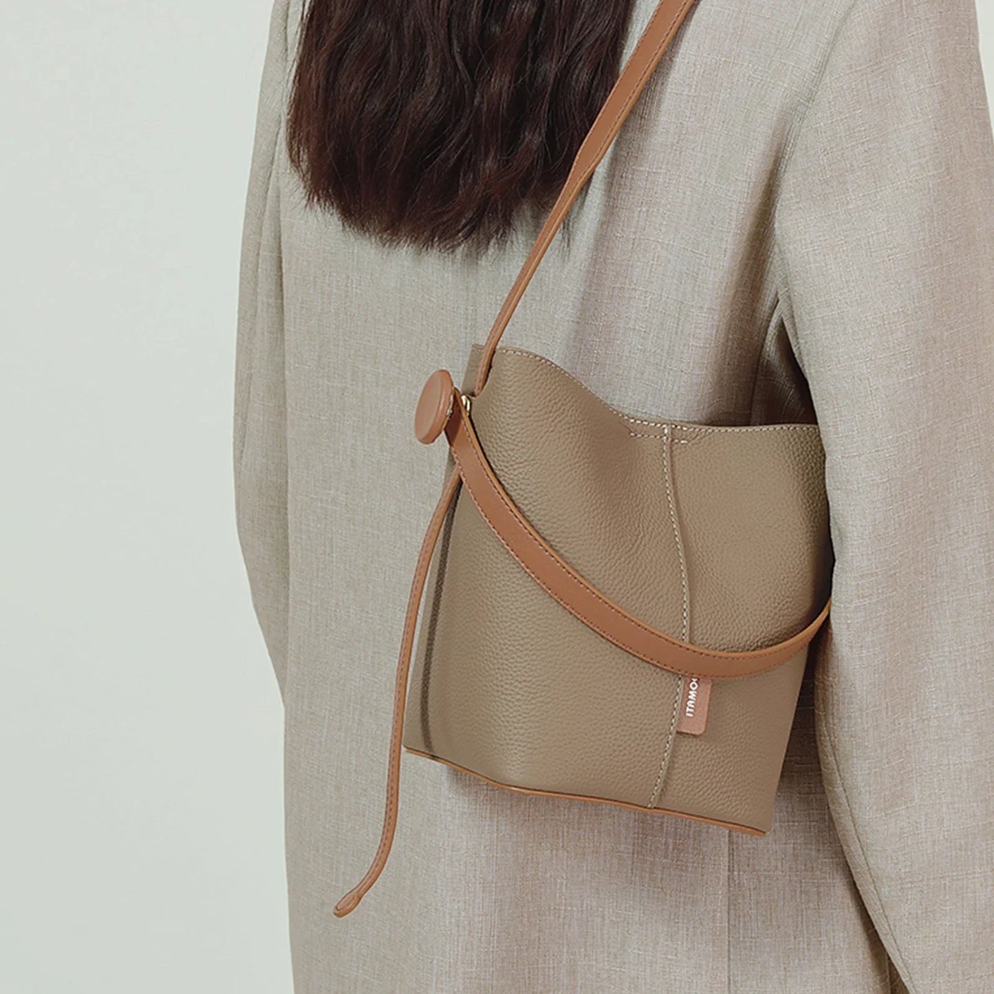 Itaca Genuine Leather Bucket Bag