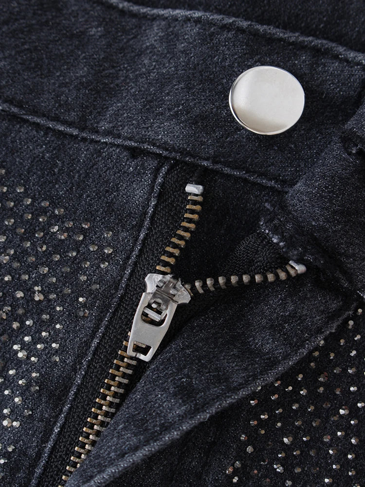 Melanie Rivet Embellished Wide Leg Baggy Jeans