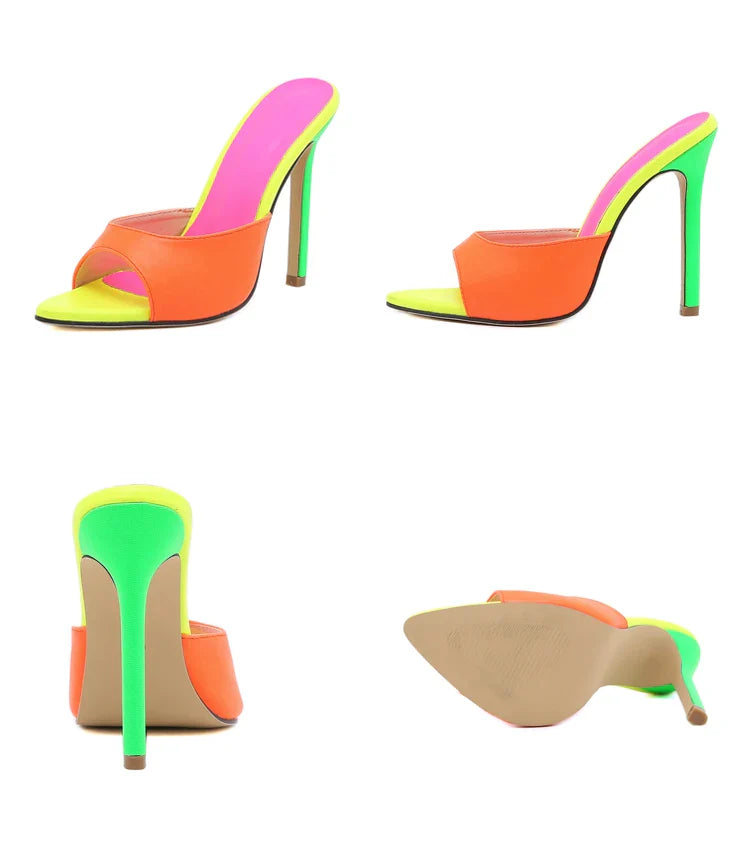 Ginger Neon Color Block High Heel Sandals