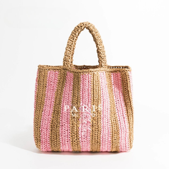 Paris Straw Knit Shopper Totes