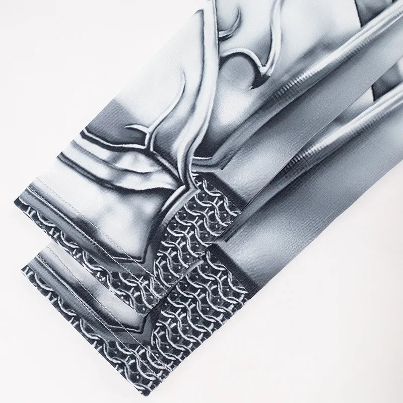 Cosima Silver Armor Prints Bodysuit