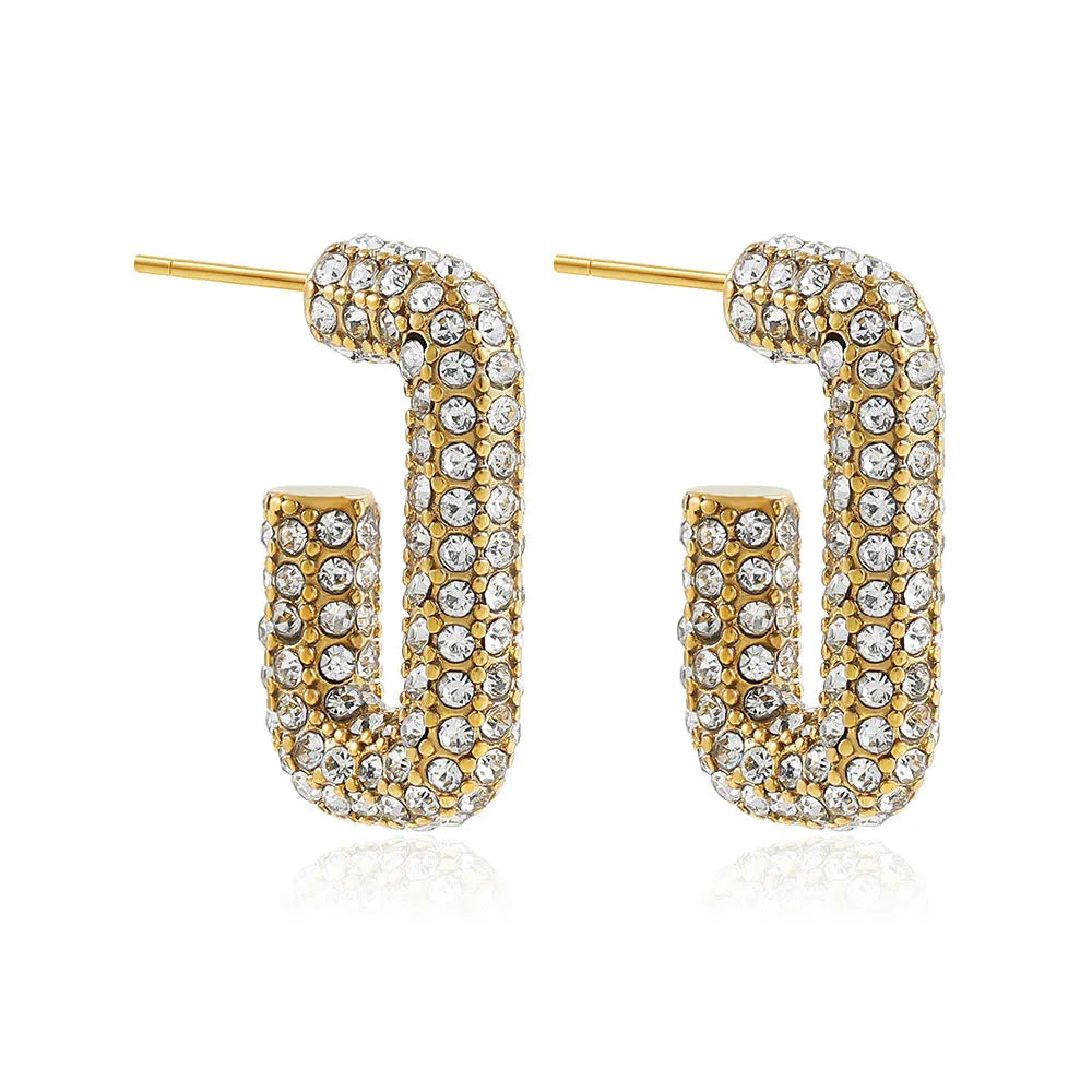 CZ Zircon Crystal Geometry Hoop Earrings