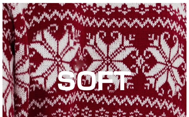 Christmas Long Sleeve Snowflake Round Neck Print Sweater Thick Knit Jumper Warm Sweater