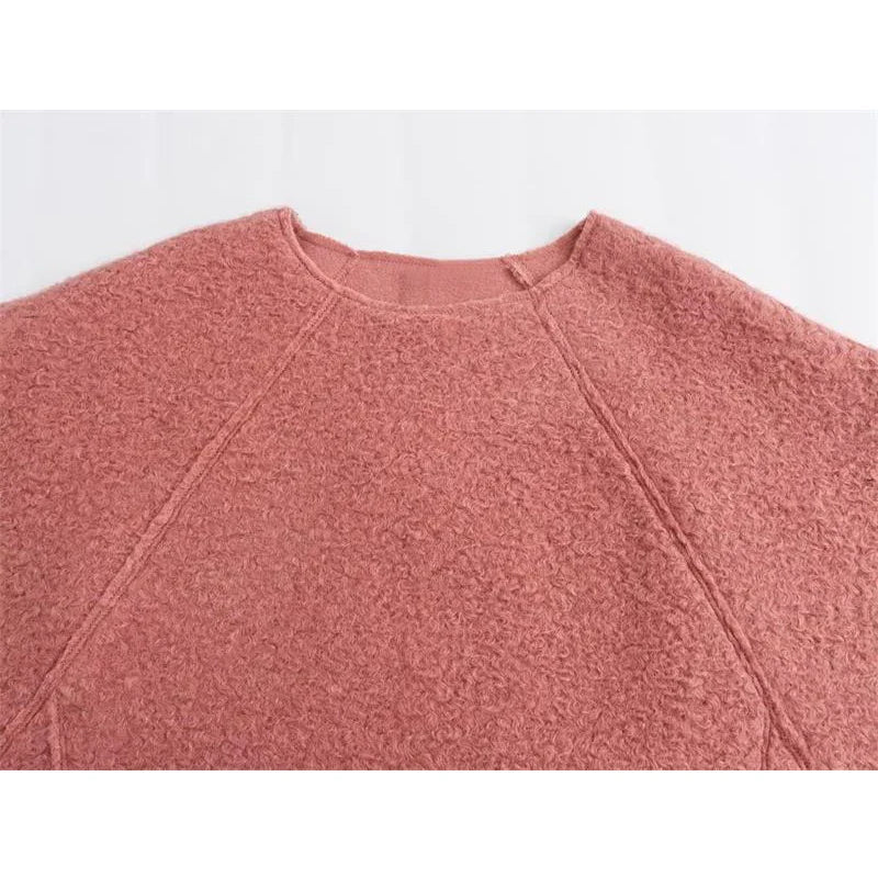 Cassi Pink Woolen Boulce Sweatshirts