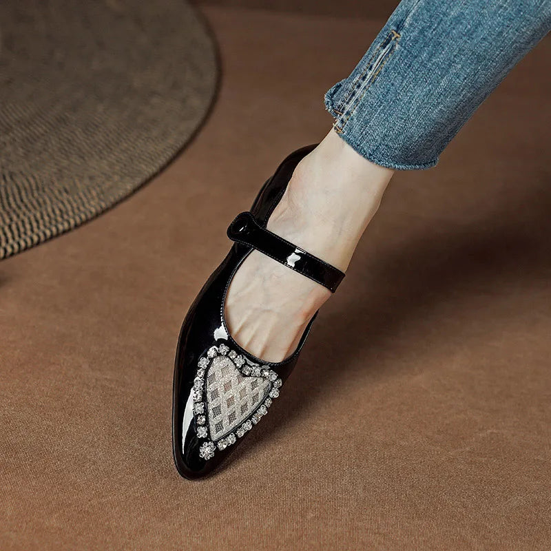 Maria Heart Embellished Mary Janes Flats