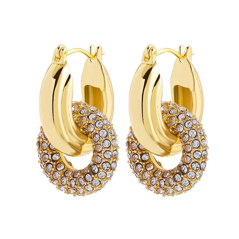 CZ Zircon Crystal Geometry Hoop Earrings