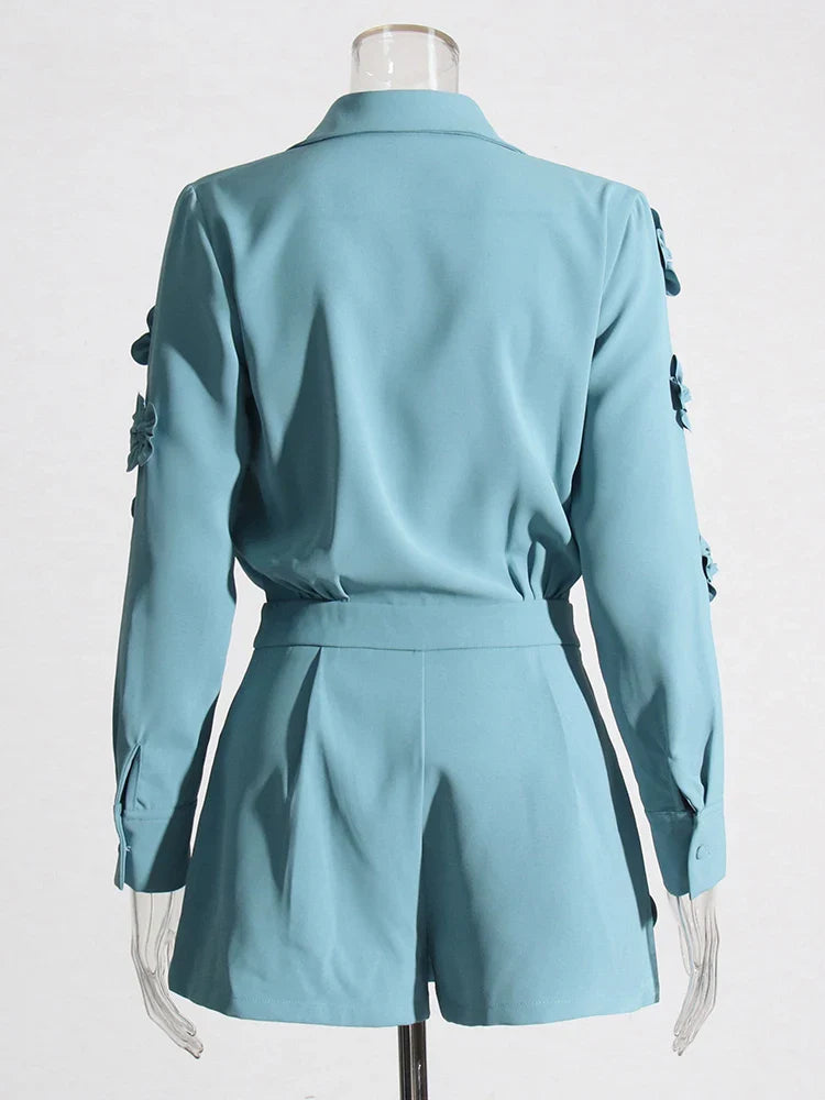 Kass Flower Appliques Elegant Romper