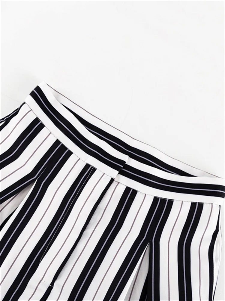 Liisa Casual Big Stripe Wide Leg Pants