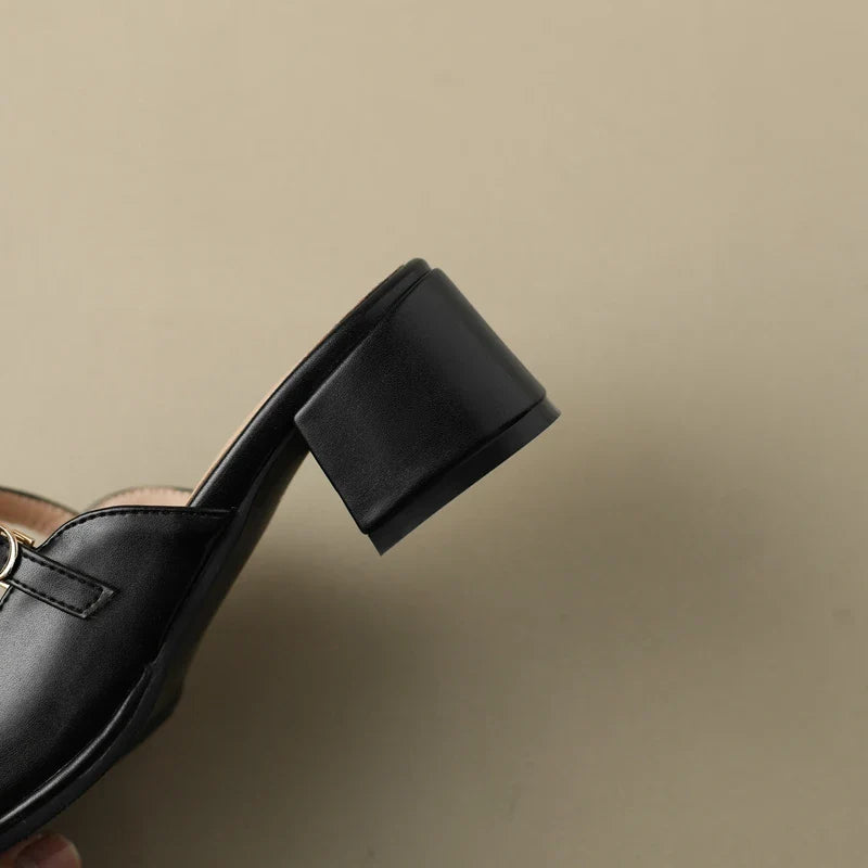 Loran Retro Round Toe Mule Pumps