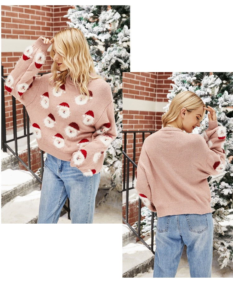 Christmas Knitted Santa Claus Cute Warm Furry Sweater