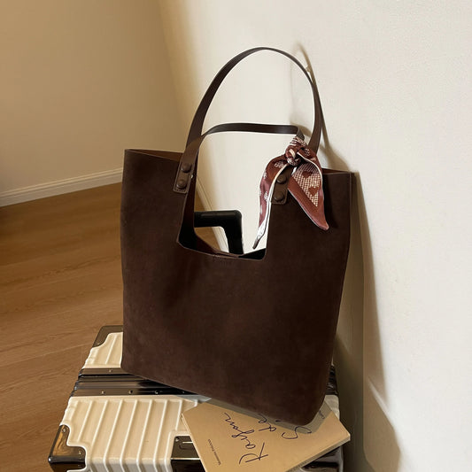 Genna Elegant Scarf Faux Suede Tote