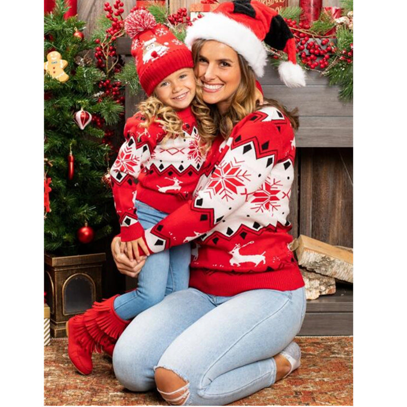 Christmas Sweater Family Mother Daughter Matching Clothes Printing Knitwear