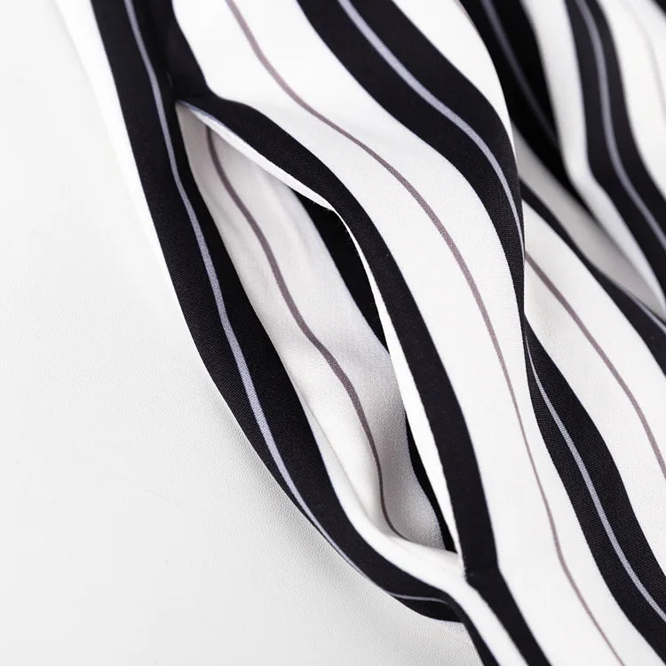 Liisa Casual Big Stripe Wide Leg Pants