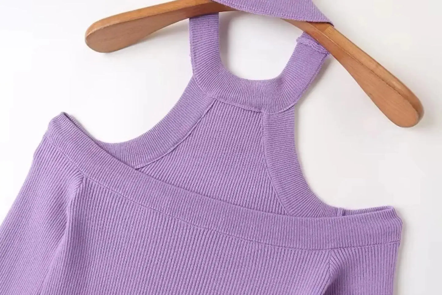 Taye Choker Off the Shoulder Purple Knit Top
