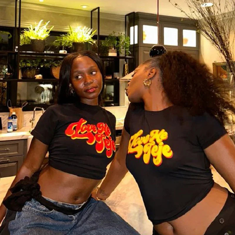 Y2K Letter Print Vintage Crop Top