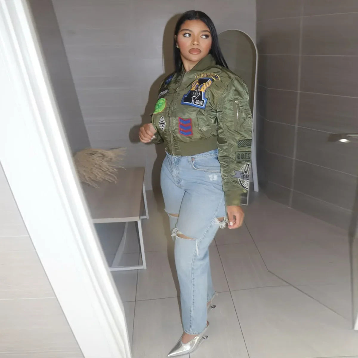 Embroidered Cyber Bomber Jacket