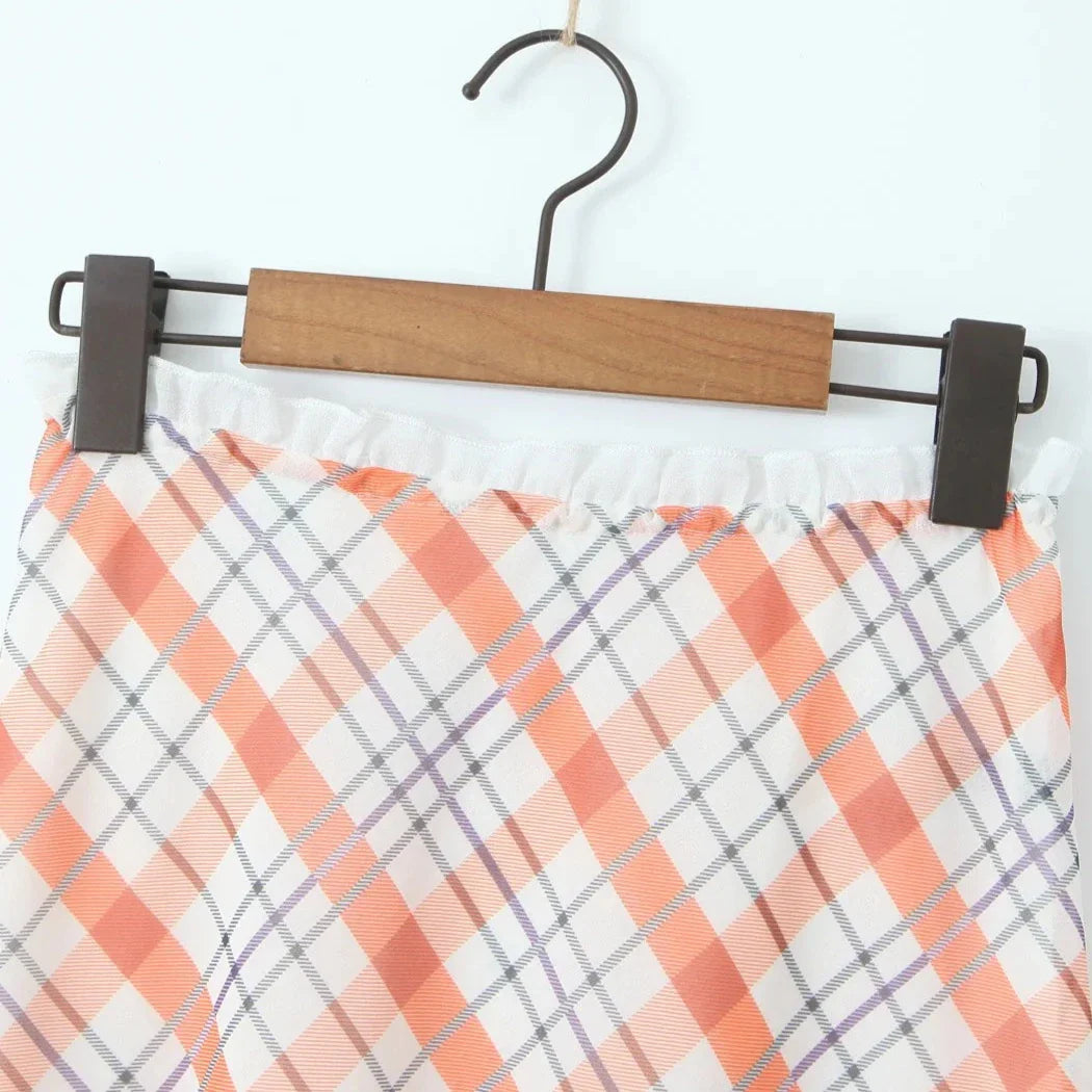 Essi Plaid Print Casual Midi Skirt