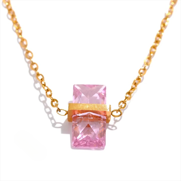 Tanya Cubic Zirconia Square Pendant Necklace