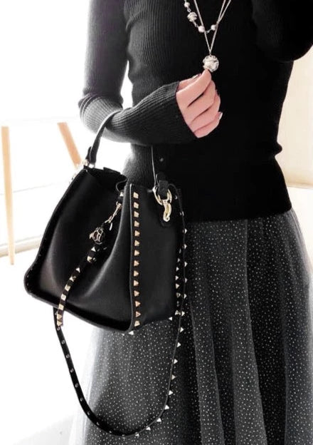 Luxe Riveted Leopard Head Lock Leather Bucket Bag - 7 Colors