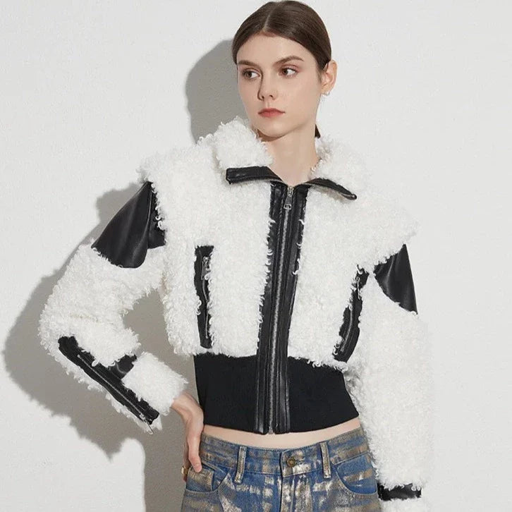 Estella Faux Fur Patchwork Bomber Jacket