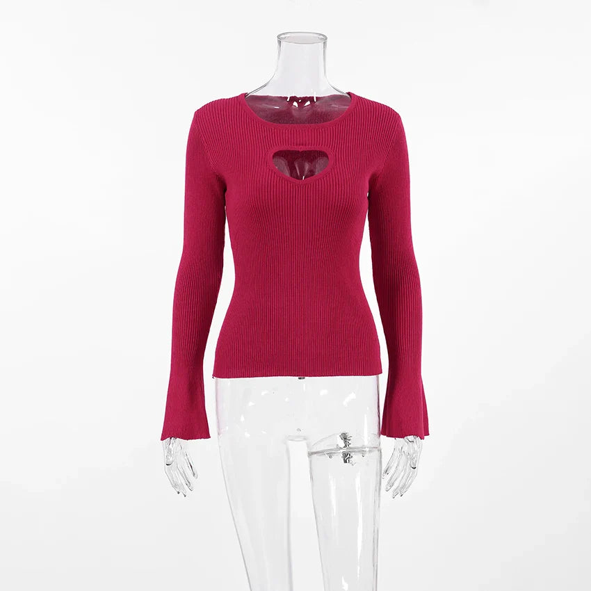 Meadow Heart Cut Out Ribbed Top