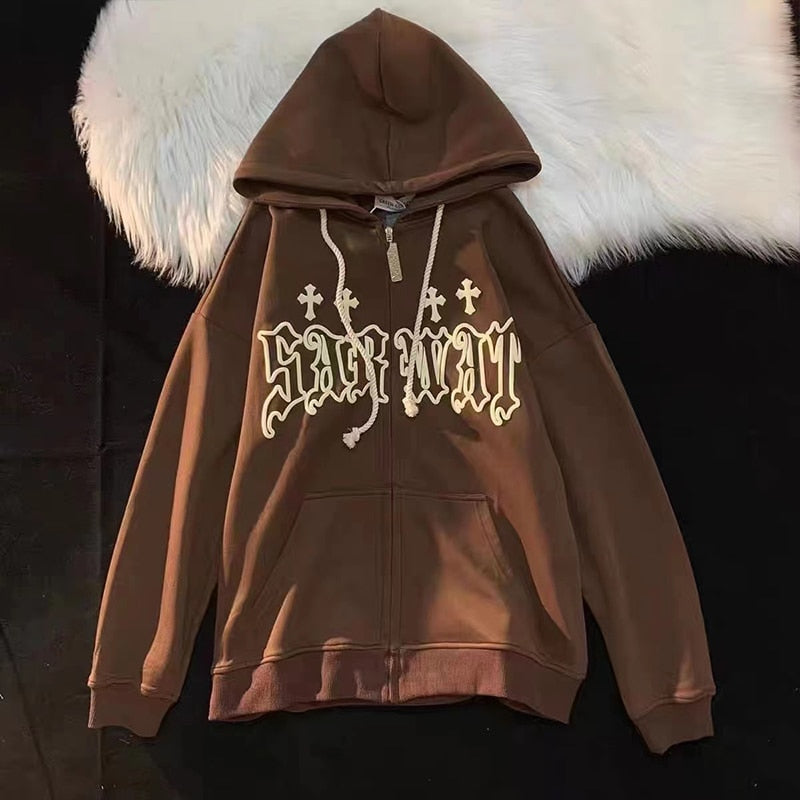 Vintage Goth Embroidery Hoodie