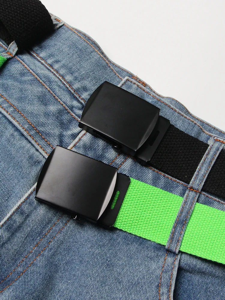 Paola Colorblock Double Belted Denim Shorts