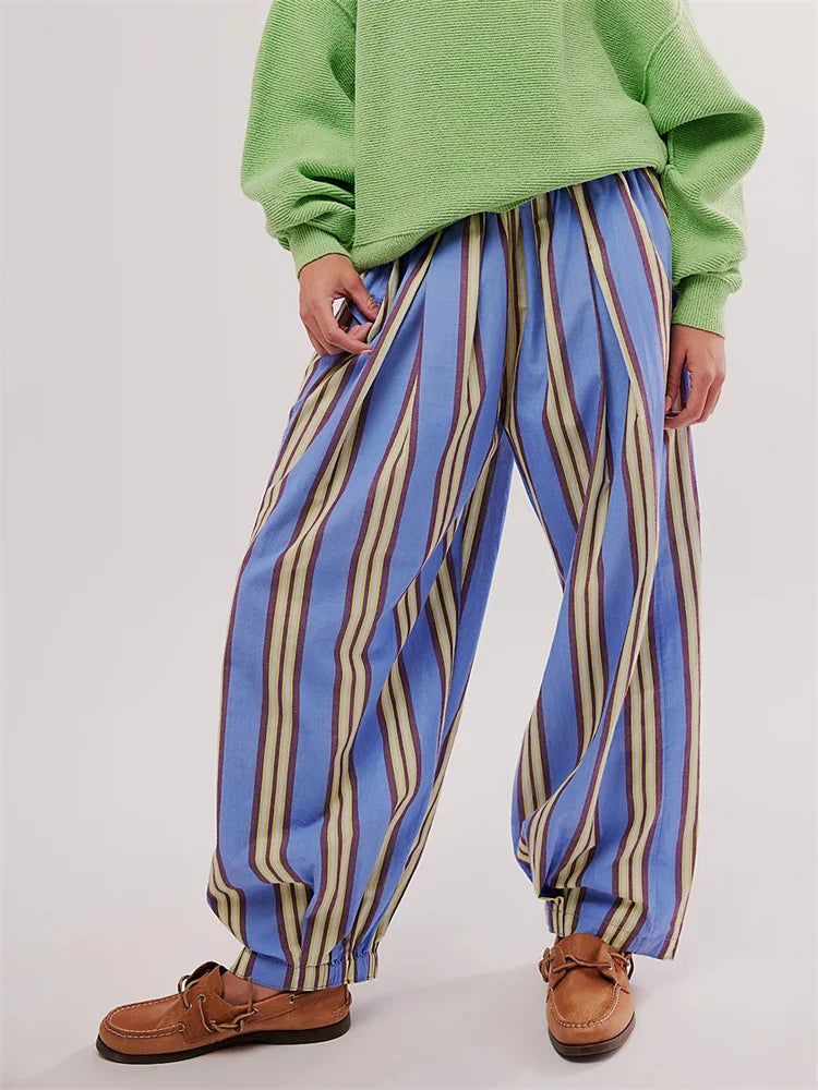 Herin Striped Print Harem Boxer Trousers